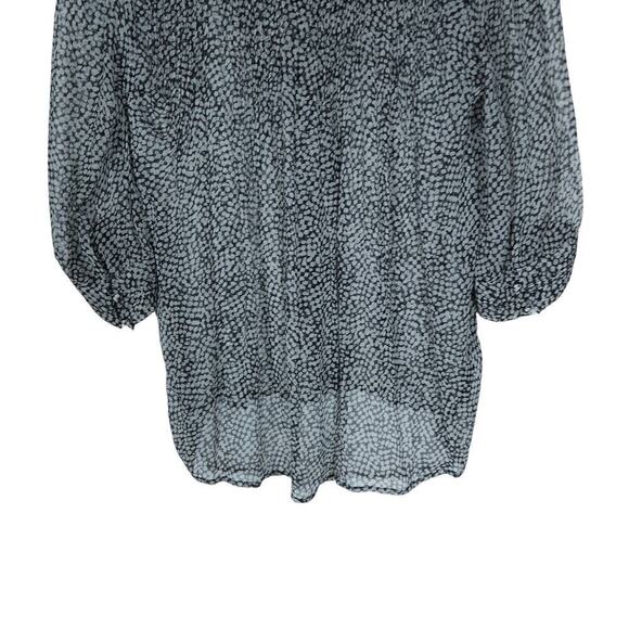 Joie Womens Top Small Black White Printed 3/4 Sleeve Button Front V Neck Blouse - Picture 12 of 13